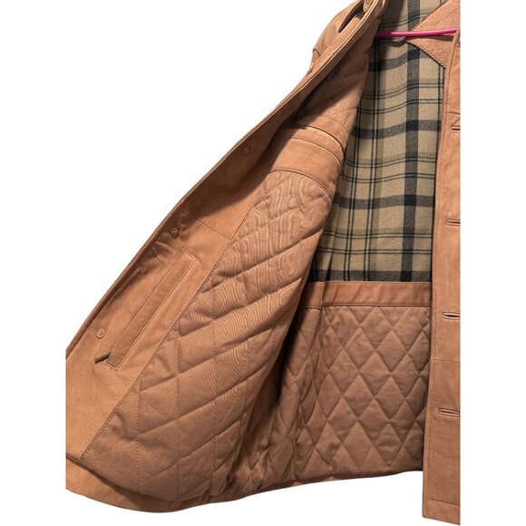 Roundtree Yorke Soft Suede Leather Barn Chore Coat Jacket Large Brown Western - Picture 9 of 16